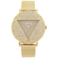 Guess Iconic Diamonds Gold Dial Gold Mesh Bracelet Watch For Women - GW0477L2