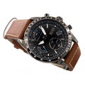 Hugo Boss Pilot Chronograph Black Dial Brown Leather Strap Watch for Men - 1513851