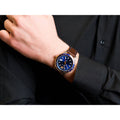 Versace Hellenyium GMT Blue Dial Brown Leather Strap Watch for Men - V11080017