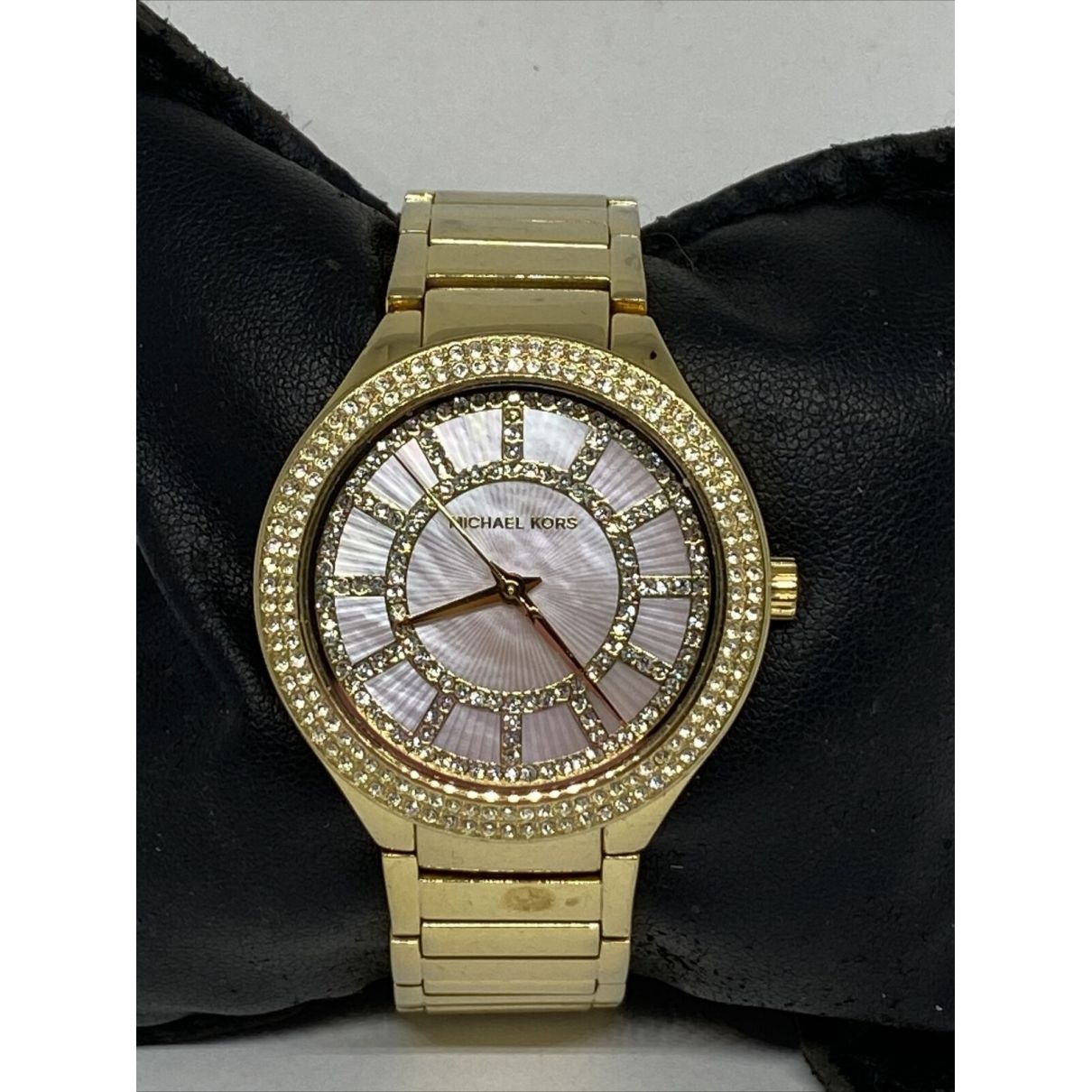 Michael Kors Kerry Mother of Pearl Dial Gold Steel Strap Watch for Women - MK3396