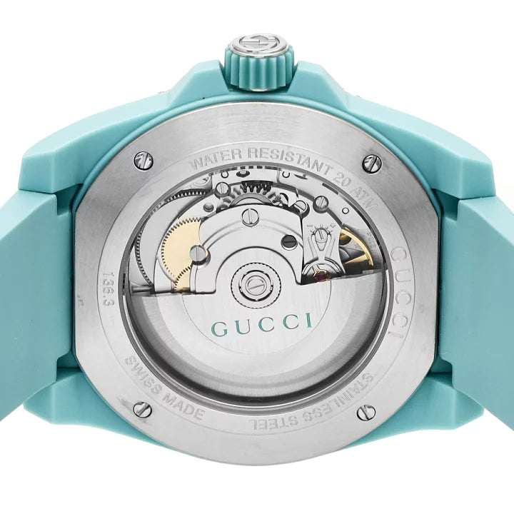 Gucci Dive Automatic Green Dial Green Rubber Strap Unisex Watch - YA136344