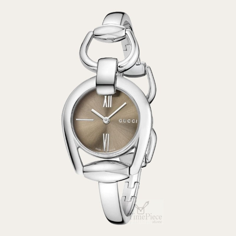 Gucci Horsebit Quartz Brown Dial Silver Steel Strap Watch For Women - YA139501