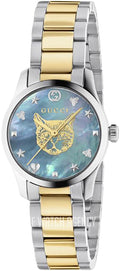 Gucci G Timeless Quartz Mother of Pearl Blue Dial Two Tone Steel Strap Watch For Women - YA1265011