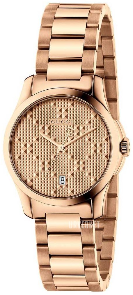 Gucci G Timeless Quartz Rose Gold Dial Rose Gold Steel Strap Watch For Women - YA126567