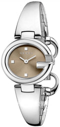 Gucci Guccissima Quartz Diamonds Brown Dial Silver Steel Strap Watch For Women - YA134503