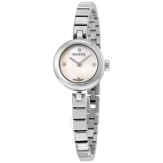 Gucci Diamantissima Quartz Diamonds White Dial Silver Steel Strap Watch For Women - YA141503