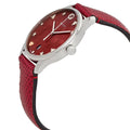 Gucci G-Timeless Quartz Mother of Pearl Red Dial Red Leather Strap Watch For Women - YA1264041