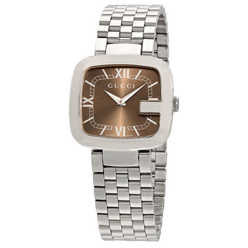 Gucci G Brown Dial Quartz Stainless Steel Watch For Women - YA125413