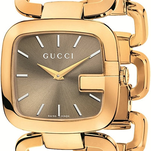 Gucci G Gucci 125 Sunbrushed Brown Dial Rose Gold Steel Strap Watch For Women - YA125511