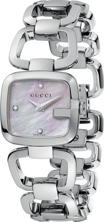 Gucci G Gucci Diamonds Mother of Pearl Dial Silver Steel Strap Watch For Women - YA125502