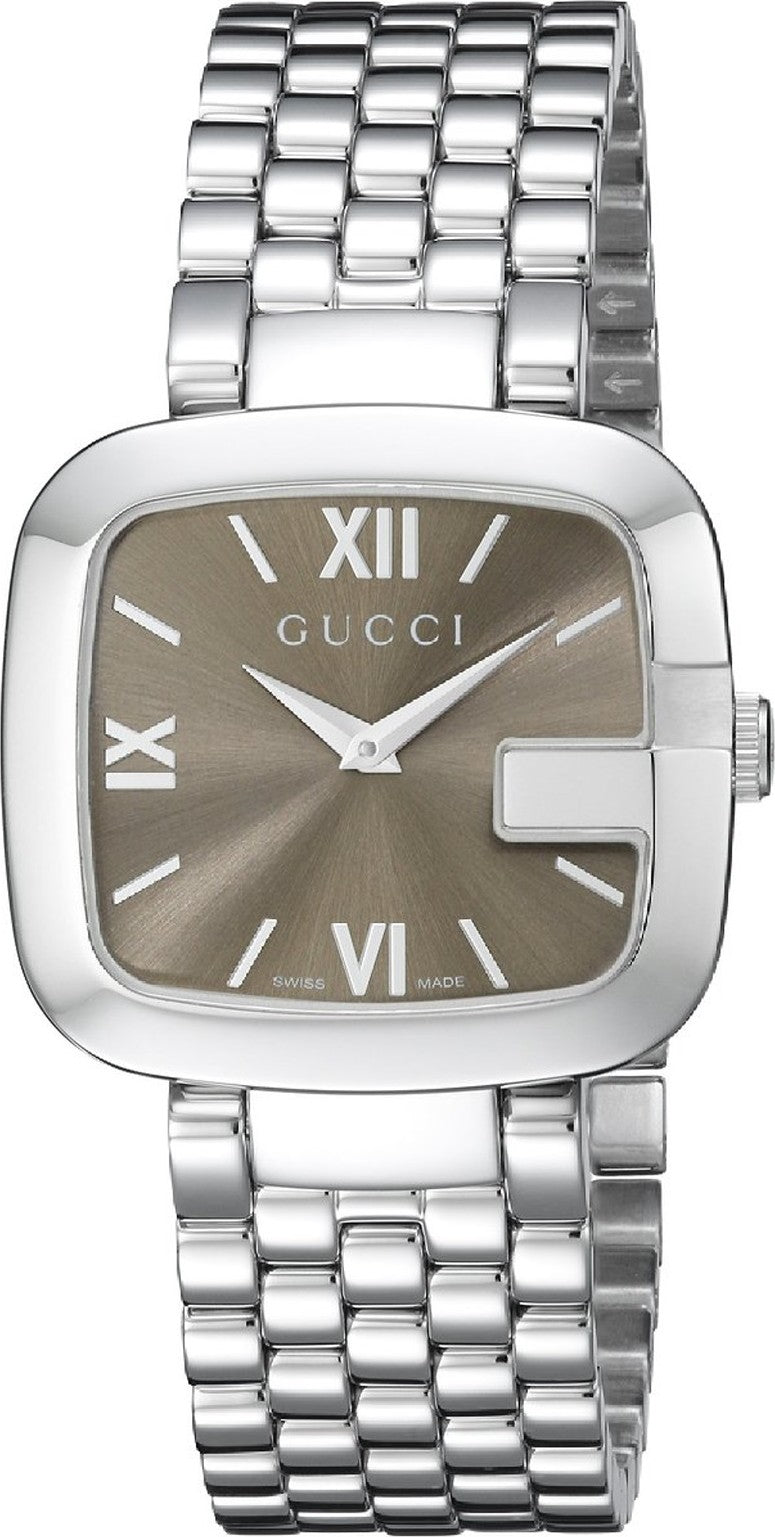 Gucci G Brown Dial Quartz Stainless Steel Watch For Women - YA125413