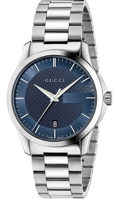 Gucci G Timeless Quartz Blue Dial Silver Steel Strap Watch For Men - YA126440