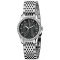 Gucci G Timeless Diamonds Mother of Pearl Black Dial Silver Mesh Bracelet Watch For Women - YA126507