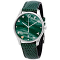 Gucci G-Timeless Quartz Mother of Pearl Green Dial Green Leather Strap Watch For Women - YA1264042