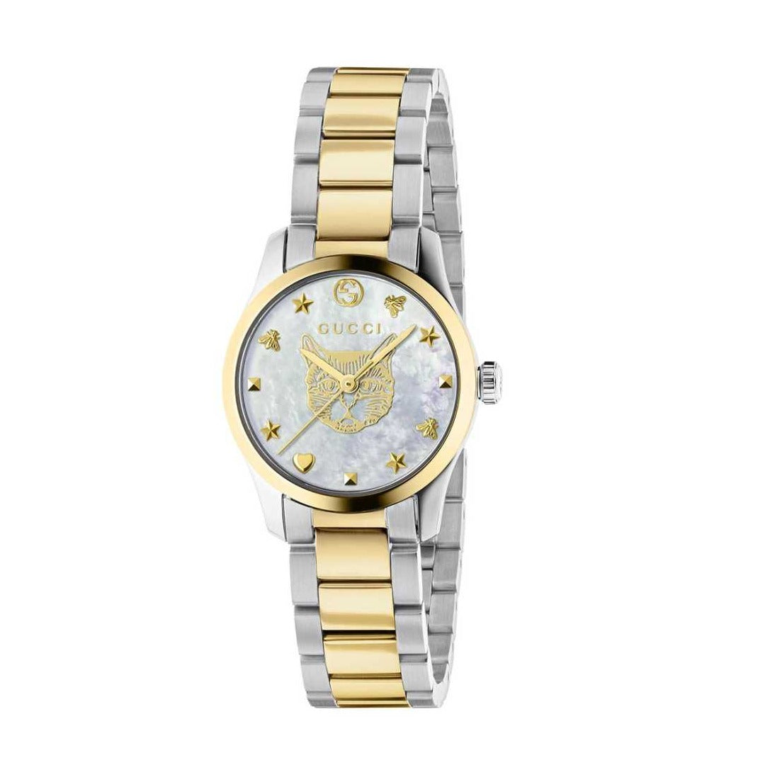 Gucci G Timeless Quartz Mother of Pearl Dial Two Tone Steel Strap Watch For Women - YA1265012