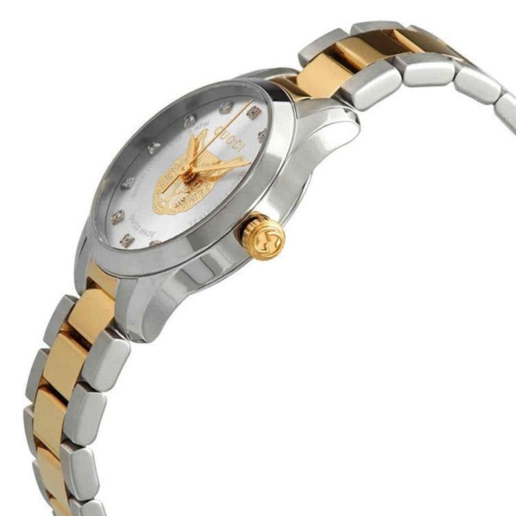 Gucci G Timeless Quartz Diamonds Silver Dial Two Tone Steel Strap Watch For Women - YA1265016