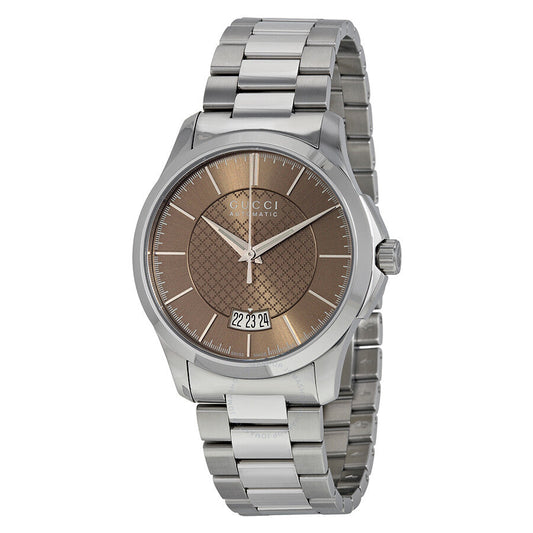 Gucci G Timeless Automatic Brown Dial Silver Steel Strap Watch For Women - YA126431A