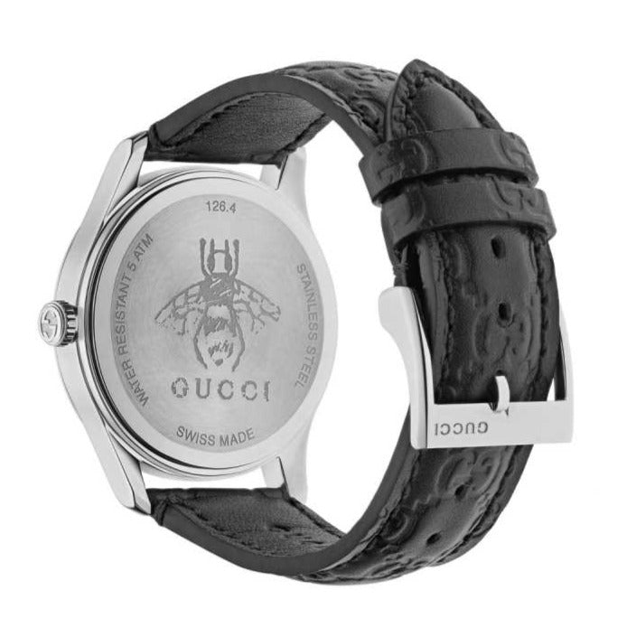 Gucci G Timeless Quartz Black Dial Black Leather Strap Watch For Men - YA1264031