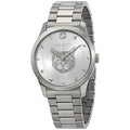 Gucci G Timeless Feline Silver Dial Silver Steel Strap Watch For Women - YA1264095