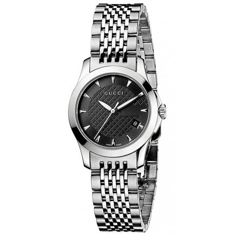 Gucci G Timeless Quartz Black Dial Silver Steel Strap Watch For Women - YA126502
