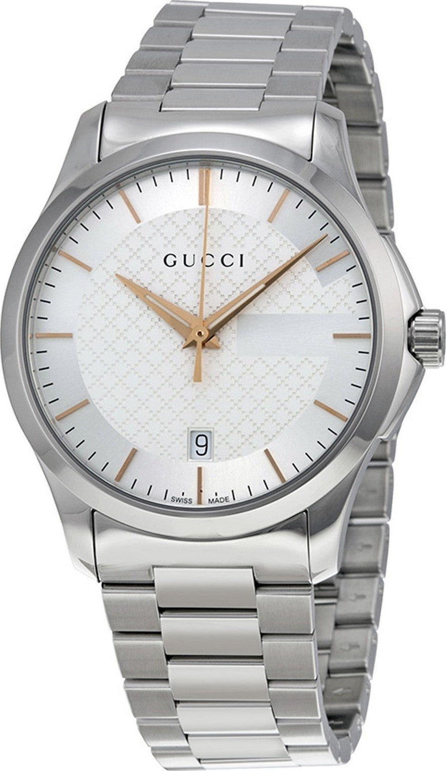 Gucci G Timeless Quartz Silver Dial Silver Steel Strap Unisex Watch - YA126442