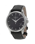 Gucci G Timeless Quartz Black Dial Black Leather Strap Watch for Men - YA126413