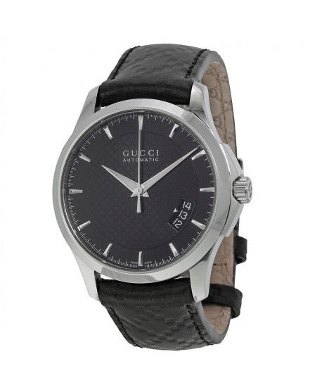 Gucci G Timeless Quartz Black Dial Black Leather Strap Watch for Men - YA126413