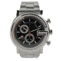 Gucci G Chrono Diamonds Black Dial Silver Steel Strap Watch For Men - YA101324