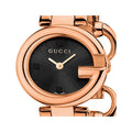 Gucci Guccissima Quartz Black Dial Rose Gold Steel Strap Watch For Women - YA134509