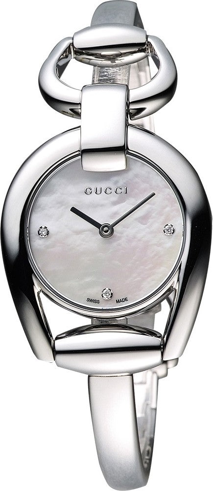 Gucci Horsebit Collection Diamonds Mother of Pearl Dial Silver Steel Strap Watch For Women - YA139506