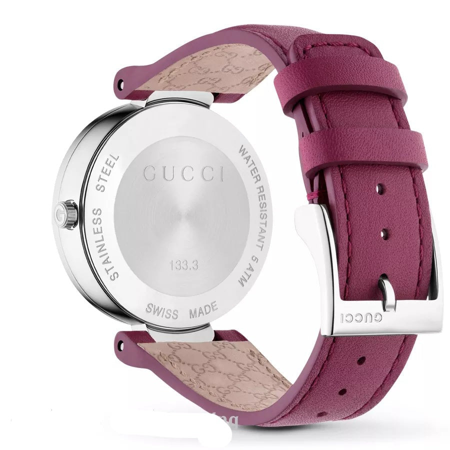 Gucci Interlocking G Quartz Red Dial Red Leather Strap Watch For Women - YA133321