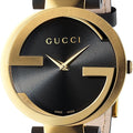 Gucci Interlocking G Grammy Special Edition Black Dial Black Leather Strap Watch for Women - YA133312