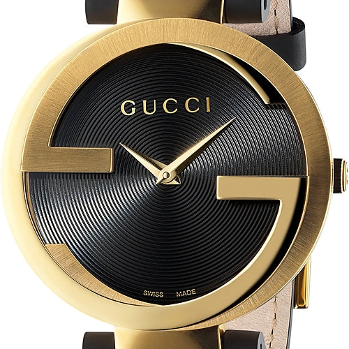 Gucci Interlocking G Grammy Special Edition Black Dial Black Leather Strap Watch for Women - YA133312