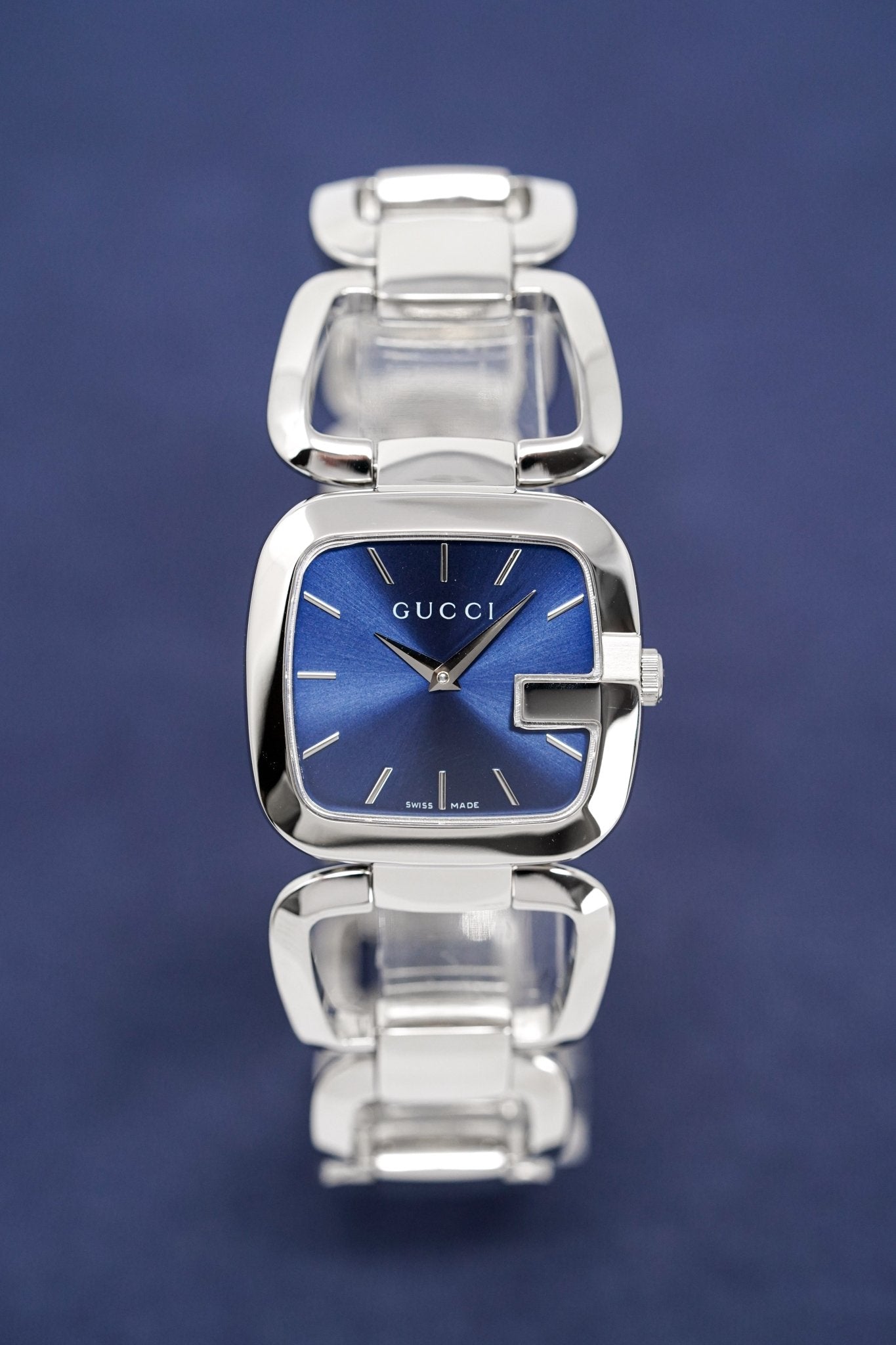 Gucci G Ladies Quartz Blue Dial Silver Steel Strap Watch For Women - YA125508