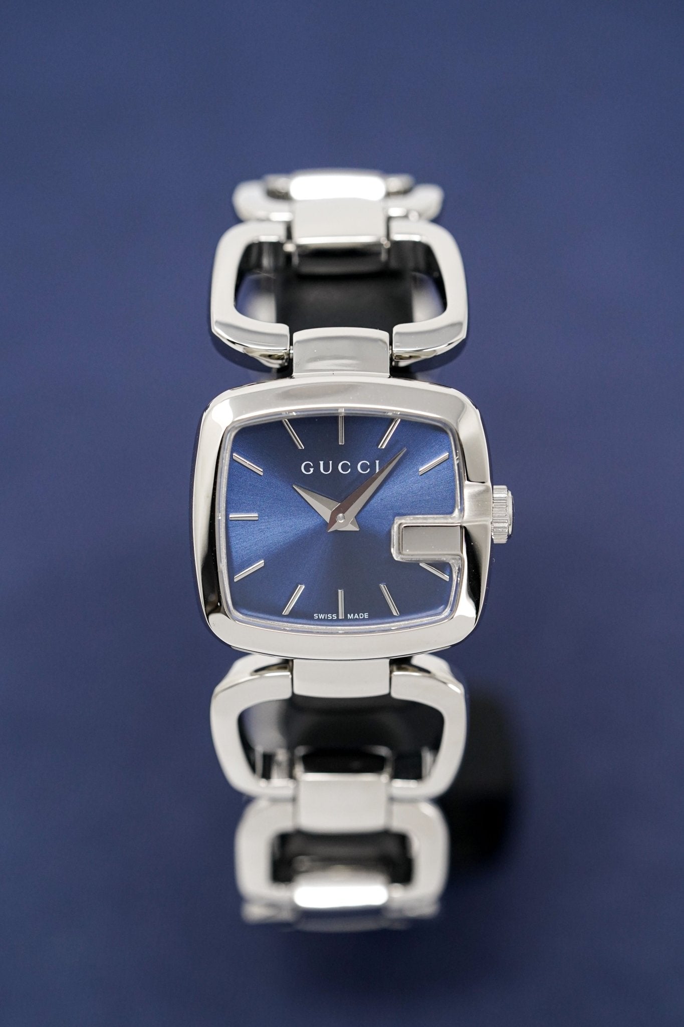 Gucci G Ladies Quartz Blue Dial Silver Steel Strap Watch For Women - YA125508