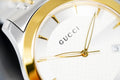 Gucci G Timeless Quartz Silver Dial Two Tone Mesh Bracelet Watch For Men - YA126409