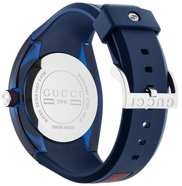 Gucci Sync Quartz Blue Dial Blue Rubber Strap Watch For Men - YA137304