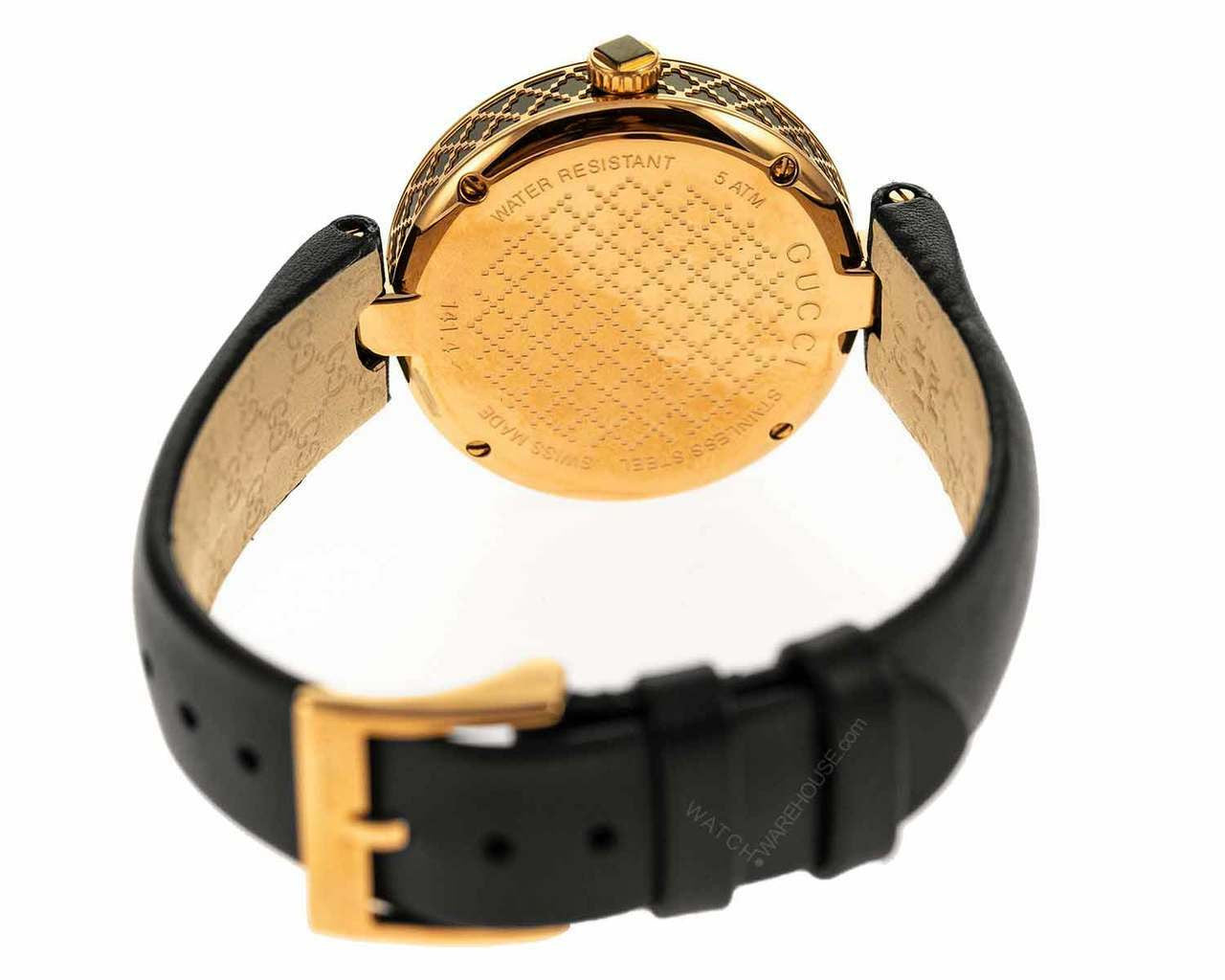 Gucci Diamantissima Quartz Black Dial Black Leather Strap Watch for Women - YA141401