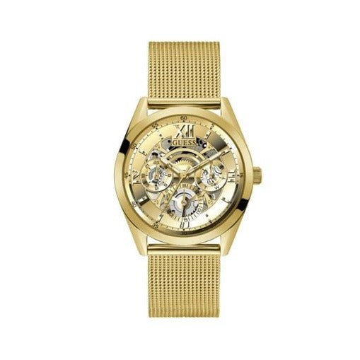 Guess Tailor Multifunction Gold Dial Gold Mesh Bracelet Watch for Men - GW0368G2