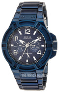 Guess Rigor Multifunction Black Dial Blue Steel Strap Watch for Men - W0218G4