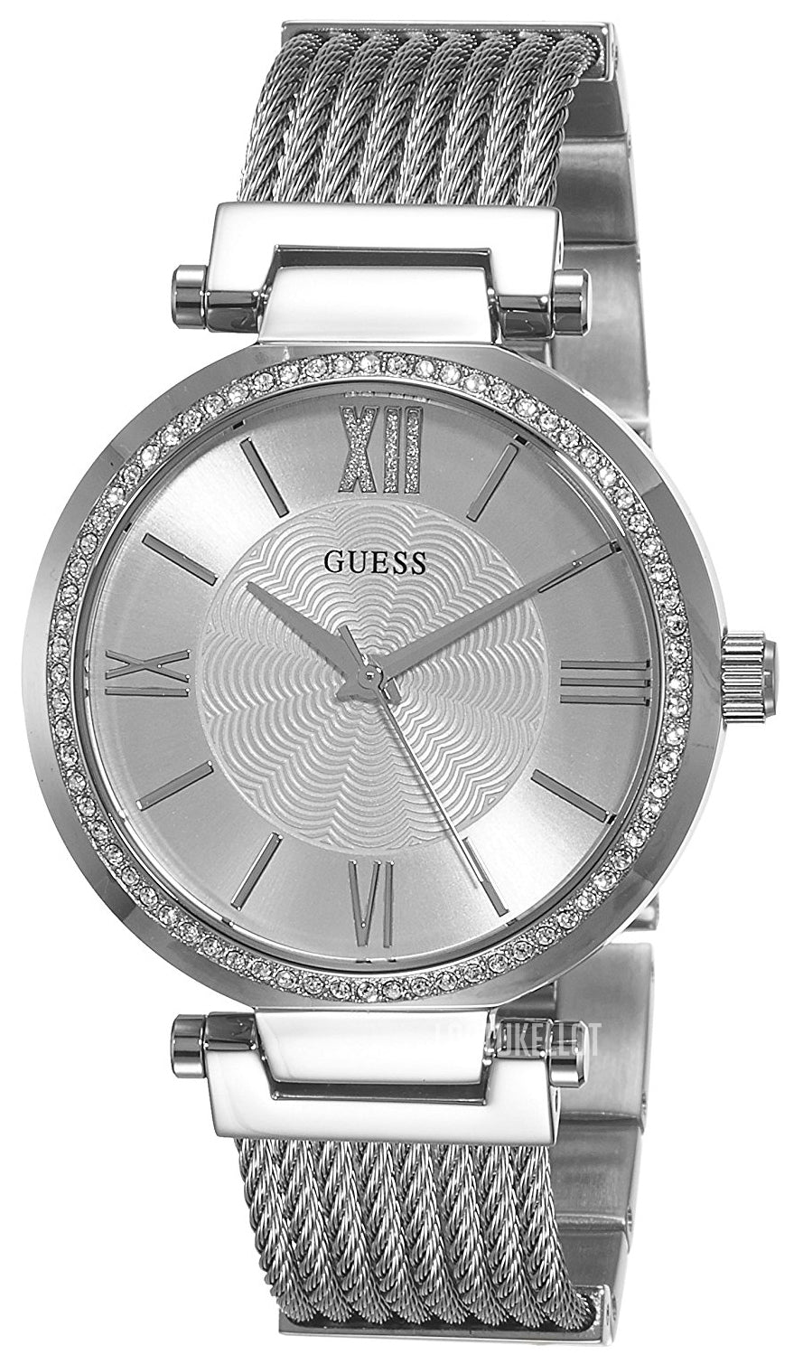 Guess Soho Silver DIal Stainless Steel Mesh Bracelet Watch For Women - W0638L1