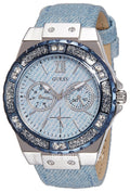 Guess Limelight Quartz Blue Dial Blue Leather Strap Watch For Men - W0775l1