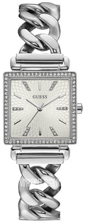 Guess Vanity Diamonds White Dial Silver Steel Strap Watch for Women - W1030L1