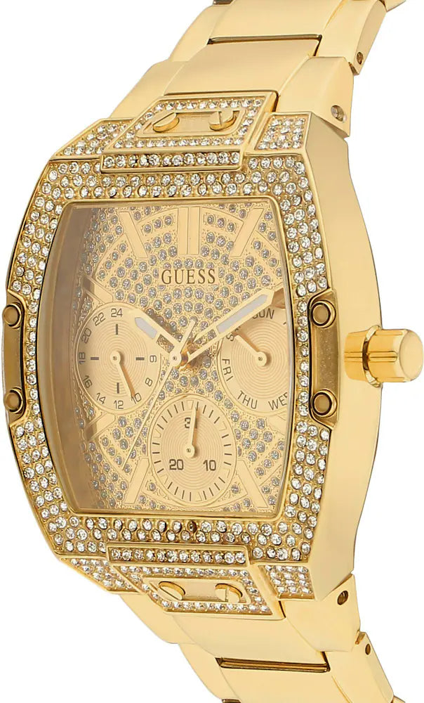 Guess Raven Diamonds Gold Dial Gold Steel Strap Watch for Women - GW0104L2