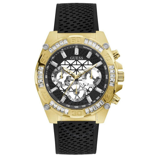 Guess Trophy Multifunction Black Dial Black Rubber Strap Watch for Men - GW0333G2