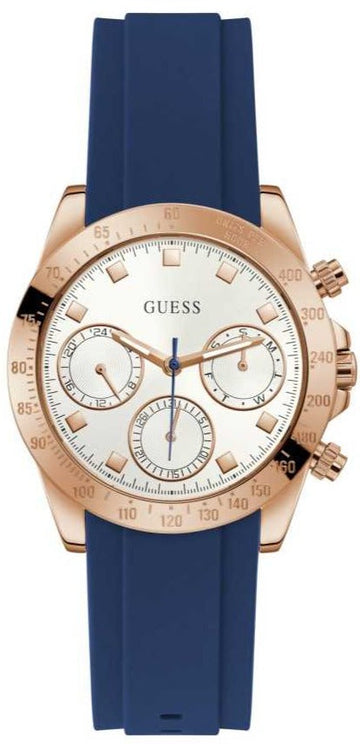 Guess Eclipse White Dial Blue Rubber Strap Watch for Women - GW0315L2