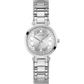 Guess Night Life Clear Silver Dial Silver Steel Strap Watch for Women - GW0470L1