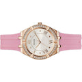 Guess Cosmo Diamonds Silver Dial Pink Silicone Strap Watch for Women - GW0034L3