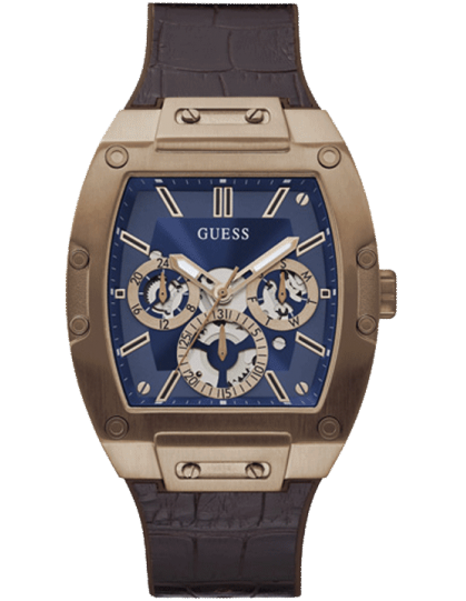 Guess Phoenix Multifunction Blue Dial Brown Leather Strap Watch for Men - GW0202G2