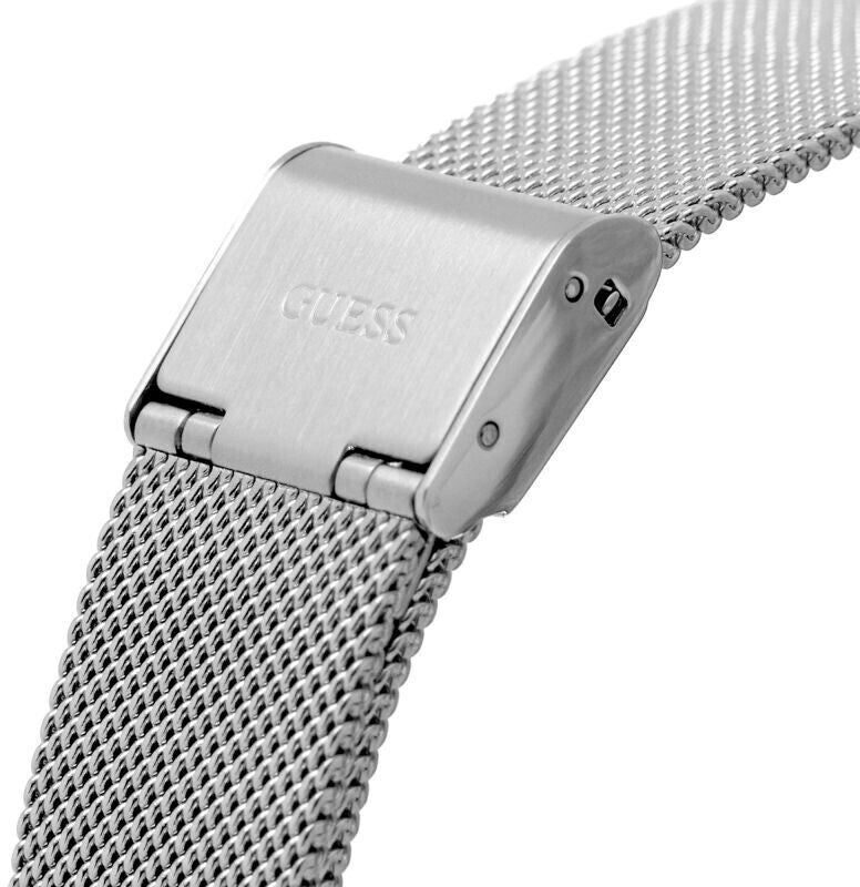 Guess Iconic Diamonds Silver Dial Silver Mesh Bracelet Watch For Women - GW0477L1